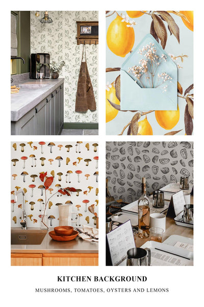 Kitchen Background: Mushrooms, Tomatoes, Oysters, Lemons And More Food Themed Wallpapers For Home